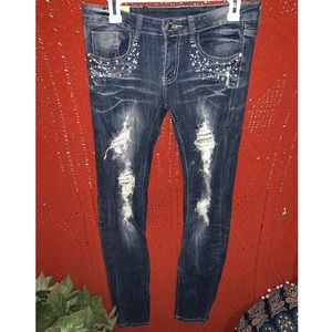 Pearls and jewels jeans